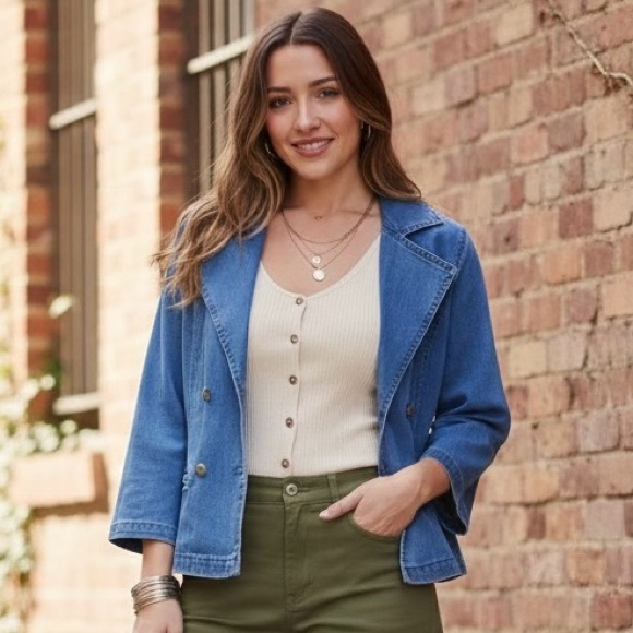 DG2 by Diane Gilman Jackets & Blazers - Denim Double Breasted Jacket